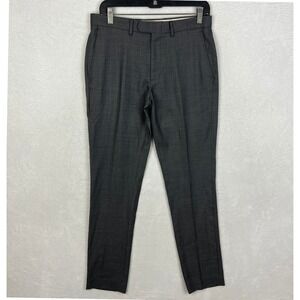 J Crew Bowery Dress Pants Mens 30x32 Dark Gray Flat Front Wool Tapered